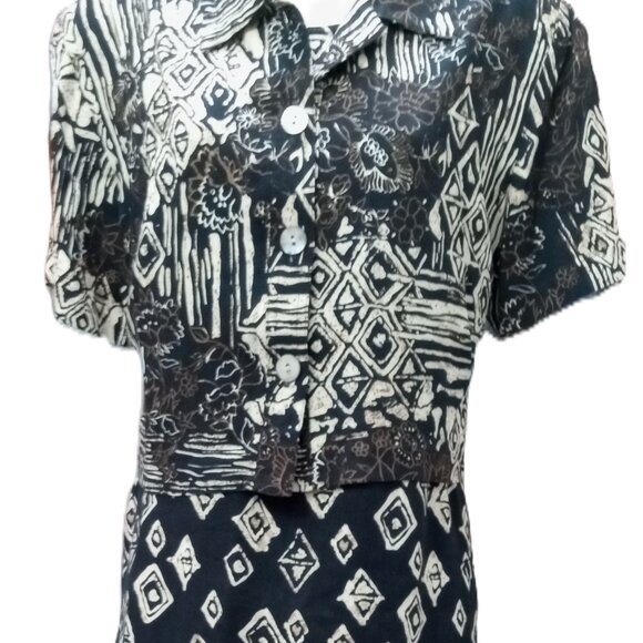 Liz Baker 2 Piece Coordinated Dress Set Women's 14P Sleeveless Dress with Top - Picture 2 of 10